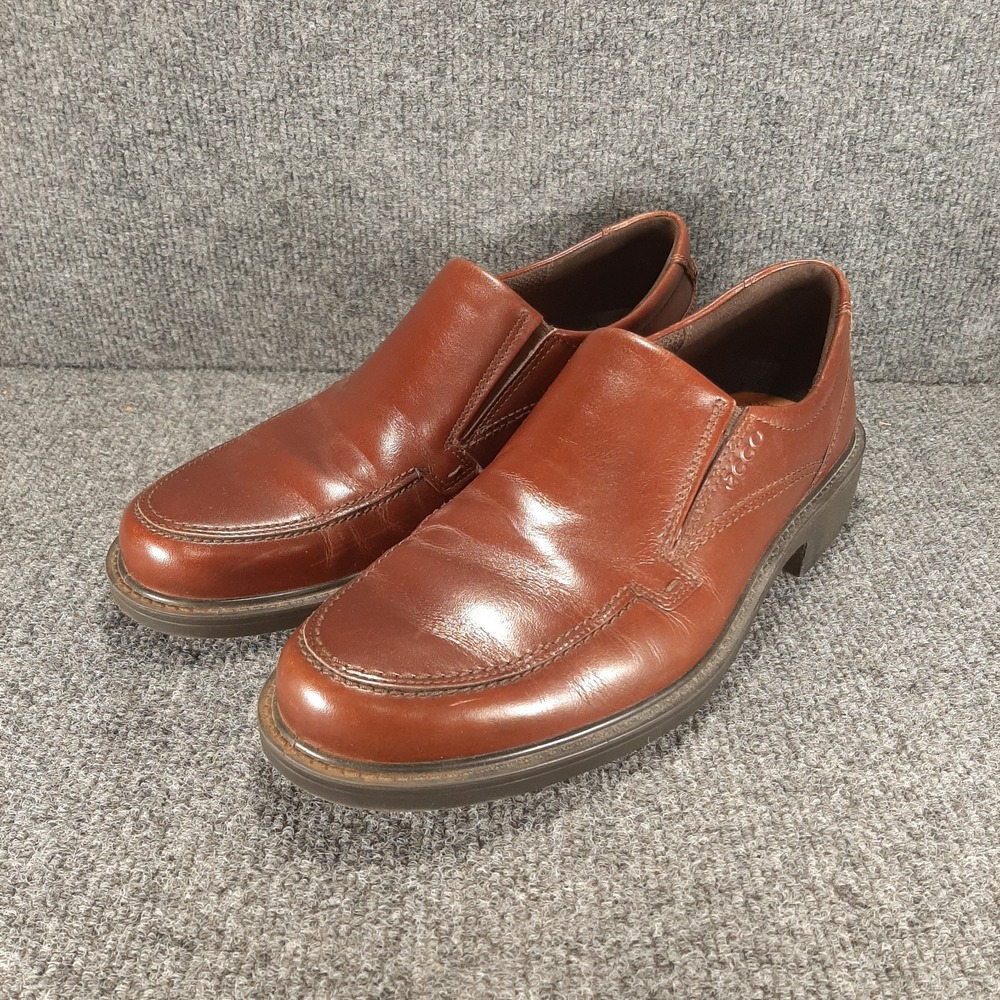 ECCO MEN'S HELSINKI Size 9.5/43 Brown Leather‎ Slip On Dress Loafer Nice